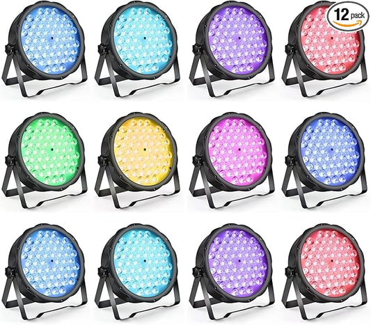 BETOPPER LED Par Lights 54 x 1.5W, RGB Stage Lights DMX DJ Lighting Sound Activated with Stand, Strobe Light & Wash Par Lighting DMX for Parties, Church, Wedding, Bars, 12