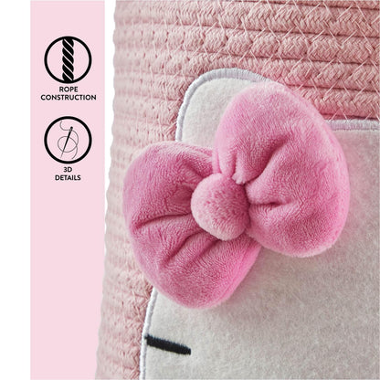 Idea Nuova Sanrio Hello Kitty Rope Storage Basket,Decorative & Functional Organizer Bin for Kids Room, Nursery or Toys, 10" H x 10" W