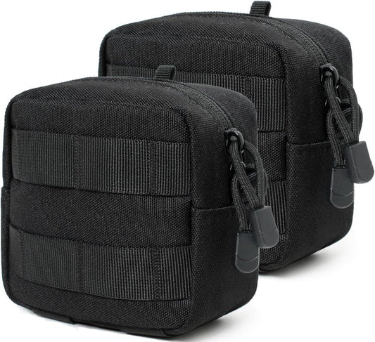 Mini Tactical Molle Compact Ammo Pouch - 2 Pack Small Utility EDC Tool Waist Belt Pouches