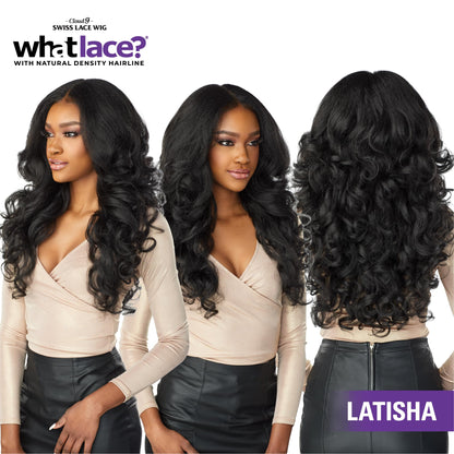 Sensationnel WHAT LACE 13x6 Wigs - Cloud 9 Synthetic Hair Hand Tied Natural Preplucked Hairline Illusion Lace Frontal Lacewig -Whatlace LATISHA (1B)