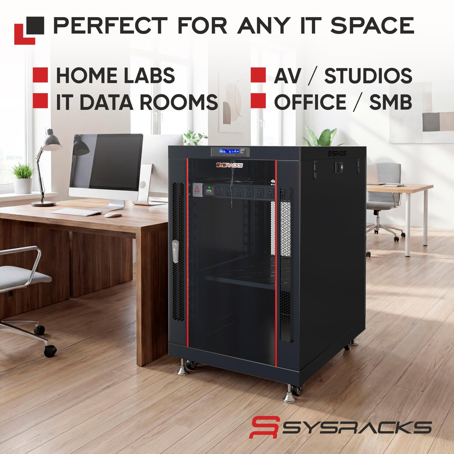 Home Lab Server Rack Cabinet 19" 22U – Premium Series 35" Deep Network Rack Enclosure with Glass Door, Quiet Cooling Fans & Thermostat, PDU, Shelf, Lockable Cabinet for NAS & Home Network