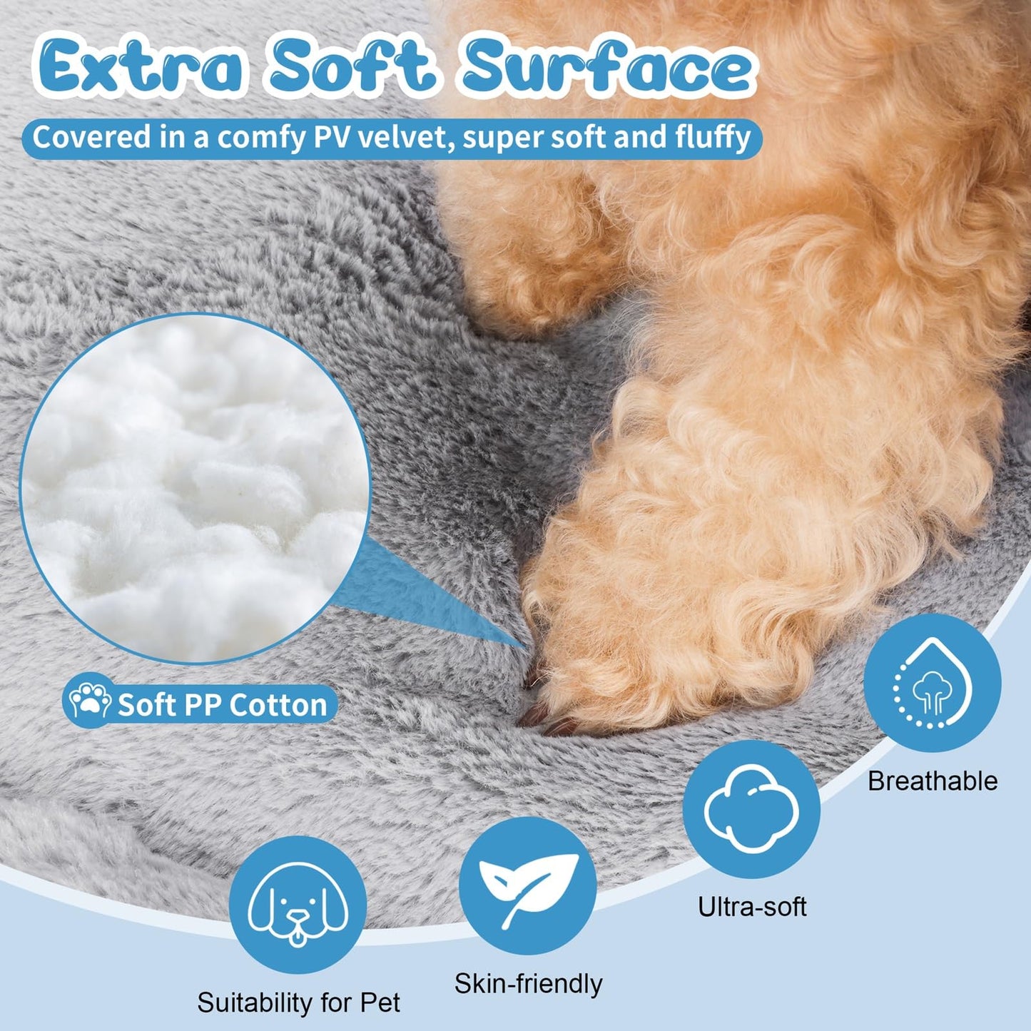Baodan Dog Bed Large Washable, Pet Cat Beds Cushion Mattress, Soft Warm Dog Crate Mat Pad for Medium Large Dogs- L 90x60 cm, Grey