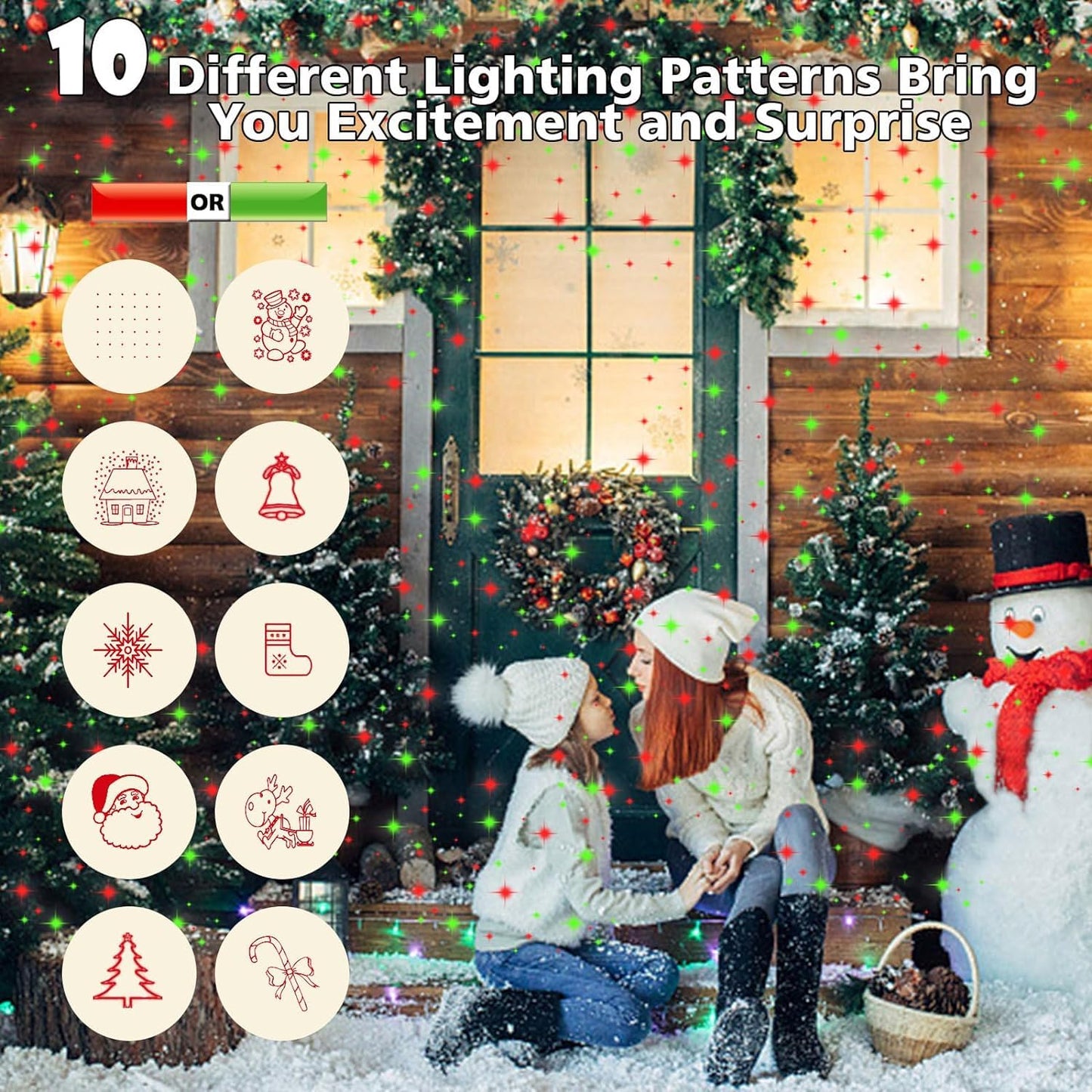 Christmas Projector Lights Outdoor, Waterproof Christmas Decorations Led Lights Projector with Remote Control Timer