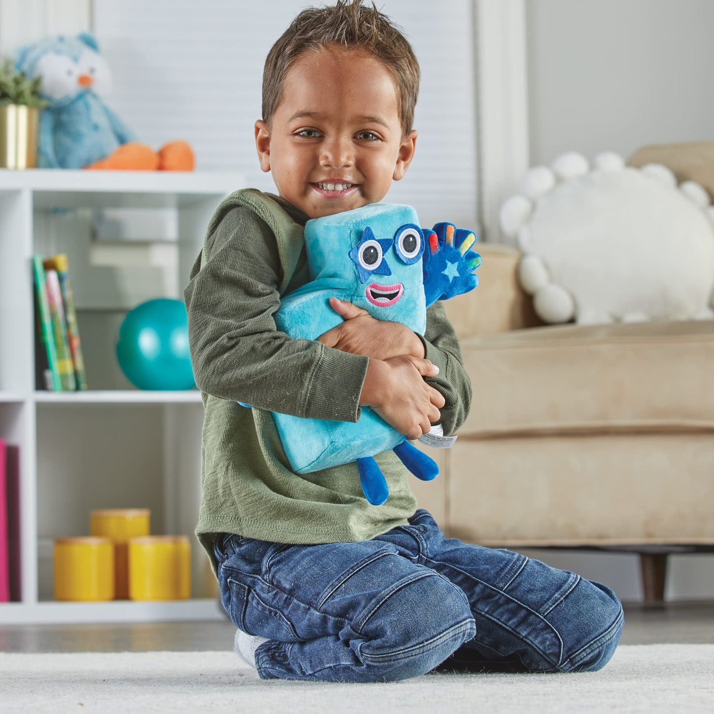 Learning Resources Sing-Along Numberblock Five Plush Interactive Toy, Counting Toy Age 3+, Light Up Toy, 12 Phrases and Songs, Numberblocks Theme Song