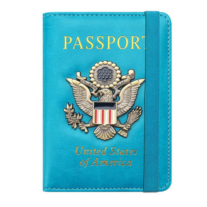 FACATH Passport Cover Case, Holder, Protector Travel Covers Wallet Case RFID Blocking Leather Card Case, Document Organizer (Sky Blue)
