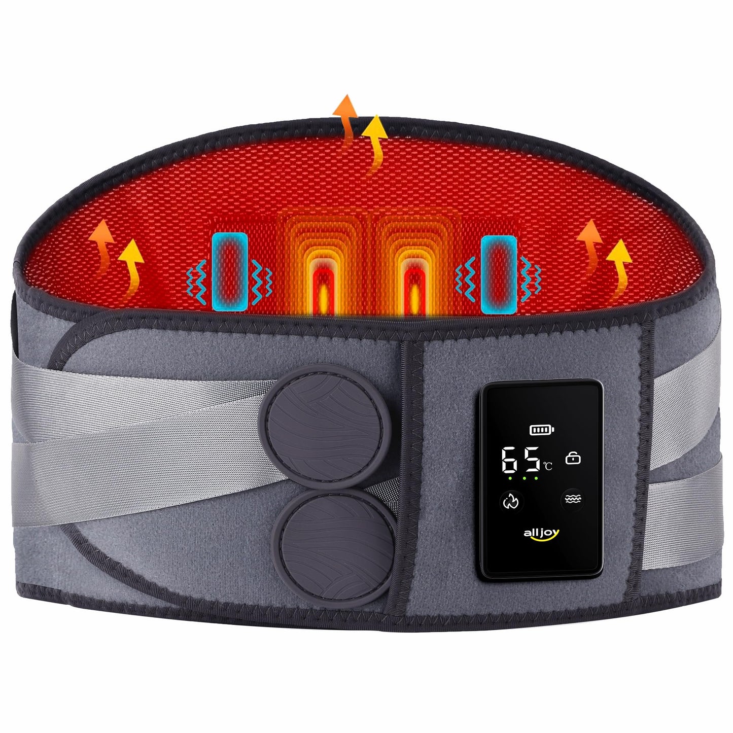ALLJOY 67" Cordless Heating Pad for Back Pain Relief FSA Eligible HSA, Christmas Gifts for Women Men Mom Dad, Portable Lower Back Massager with 3 Heat 5 Vibration, Wireless Heating Pad for Cramps