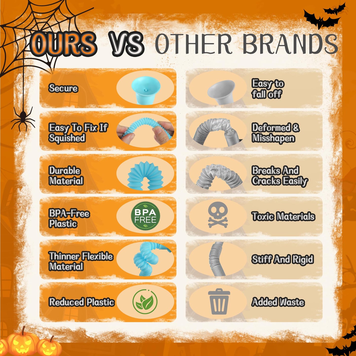 Halloween Pop Tubes Sensory Toys ,4 pcs Nightmare Before Christmas Fidget Toys for Kids with ADHD or Autism,Telescopic Suction Cup for Halloween Trick or Treat Gifts Party Favor for Toddlers