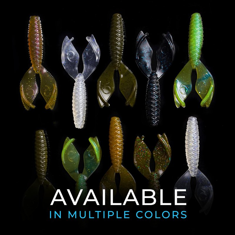 Bass Fishing Creature Bait – 6th Sense Bongo 3.7 – Jig Trailer Claws, 3D Scales, 6 Pack (Green Pumpkin Juice)