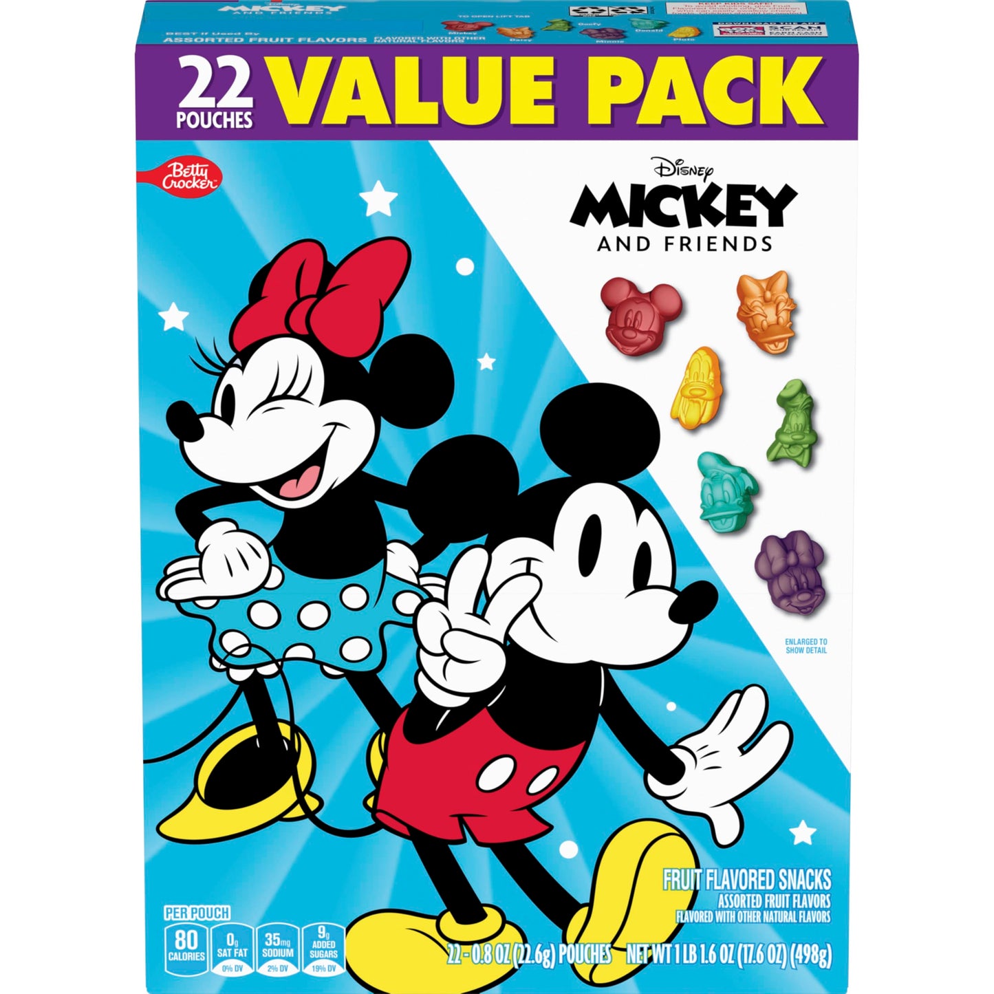 Disney Mickey and Friends Fruit Flavored Snacks, Treat Pouches, Gluten Free Snack, Value Pack, 22 Ct, 17.6 oz