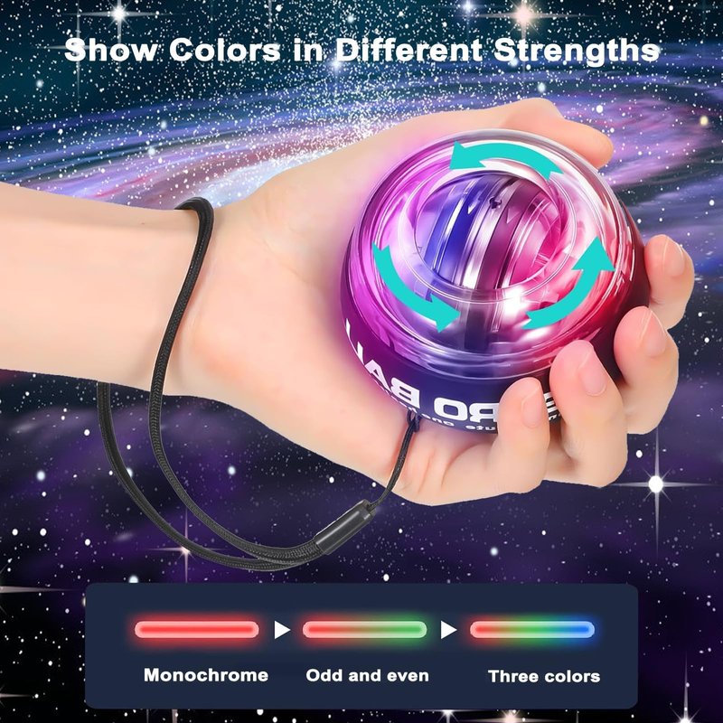 Keoshiga Torque Ball with Counter - Curaball Self-Starting Wrist Gyro Ball Hand Exerciser Grip Strength Trainer, Auto-Start Colorful Lighting