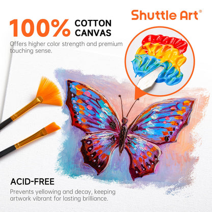 Shuttle Art 36 Pack Canvas for Painting, Blank Canvas Multipack, 5x7, 8x10, 9x12, 11x14 inch (9 PCS of Each), 100% Cotton Primed White Painting Canvas Board for Kids Adults Acrylic Oil Painting