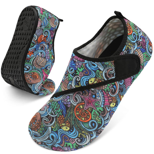 BARERUN Water Shoes Adult Quick-Dry Aqua Sock Barefoot for Beach Swim River Pool Lake Hiking Kayaking Surfing Aqua Sports Outdoor Shoes Black Women Size 8.5-9.5 Men Size 7-7.5