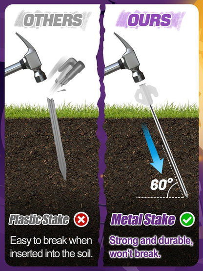 12 Pcs Halloween Metal Inflatables Stakes - Heavy Duty Inflatable Stakes and Tethers, Yard Ground Blow Up Stake Pegs for Halloween Outdoor Inflatable Decoration Tie Downs Gifts