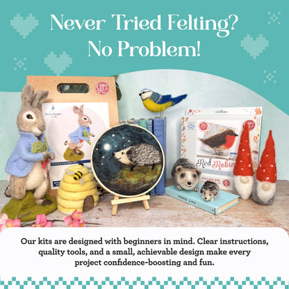 The Crafty Kit Company Needle Felting Craft Kit - Nordic Gnomes | 100% Corriedale Wool DIY Felt Craft Kit – Handmade Gift for Adults, Teens & Beginners | Age 10+