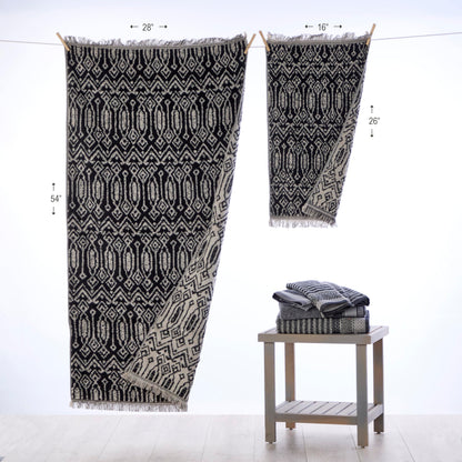 SKL Home Nador Hand Towel, 2-Pack, Black