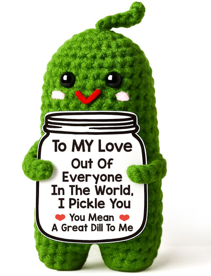 Valentines Day Gifts for Him Her Boyfriend Girlfriend, Handmade Crochet Pickle Valentines Gifts for Wife Husband, I Love You Birthday Gift To My Love Wedding Anniversary Romantic Gift for Couples