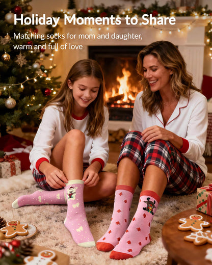 Jeasona Pink Christmas Socks for Women Girls Pink Gifts Christmas Holiday Socks