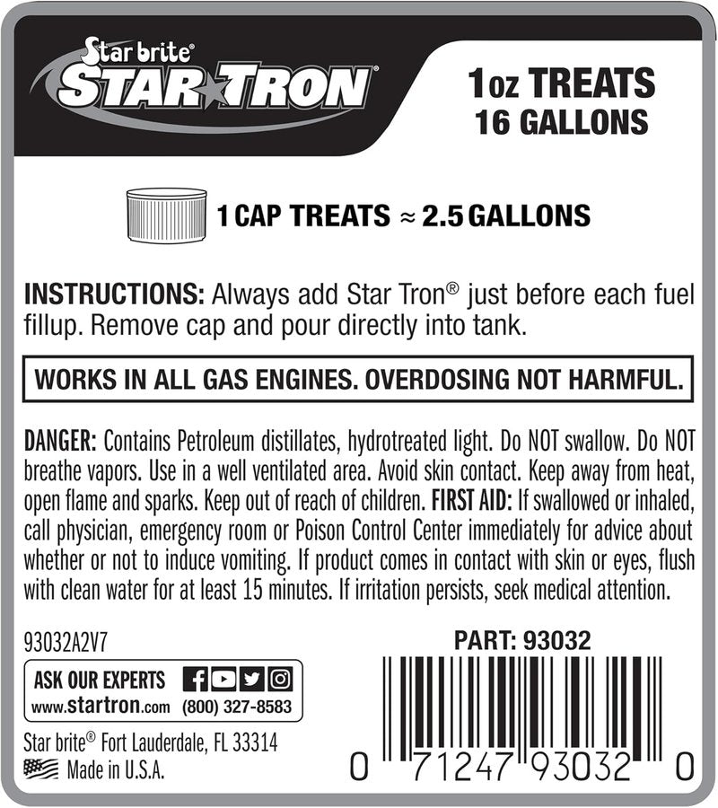 Star Tron Enzyme Fuel Treatment - Concentrated Fuel Stabilizer for Gasoline | 32 Fl. Oz. - Treats Up to 512 Gallons