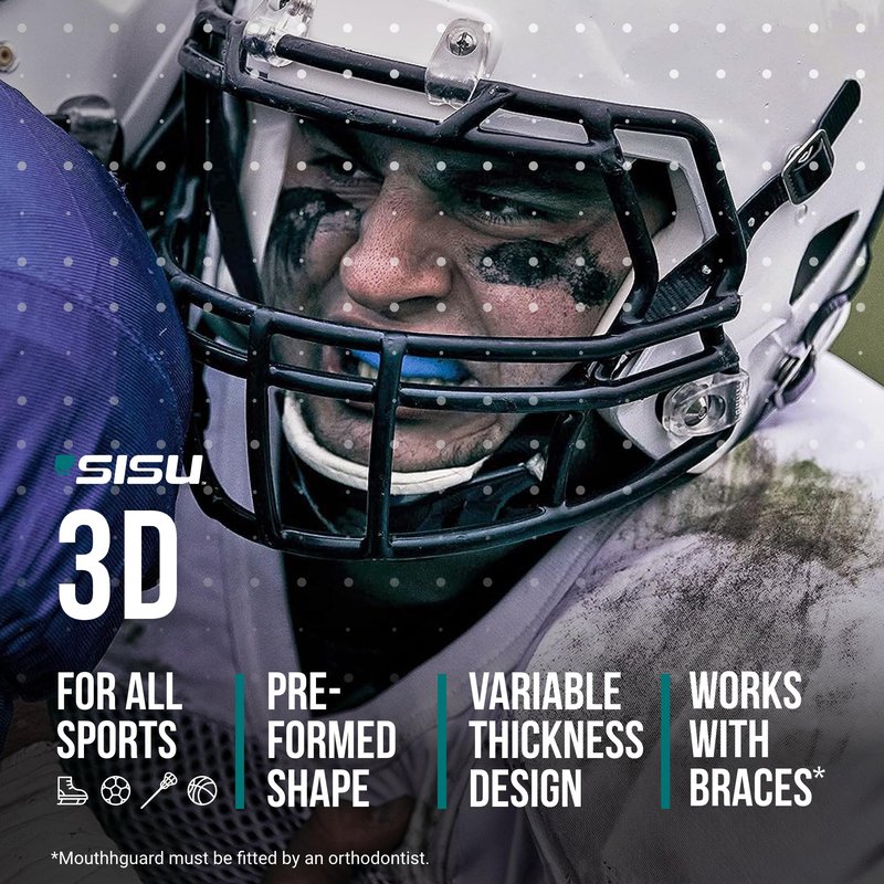 SISU 3D Mouthguard, Snow White with Case - Pre-Formed, Easy Fit Protection for Lacrosse, Football, Hockey, Team Sports - Adult Fit - Remoldable Up to 20 Times - Works for Braces - Non Toxic