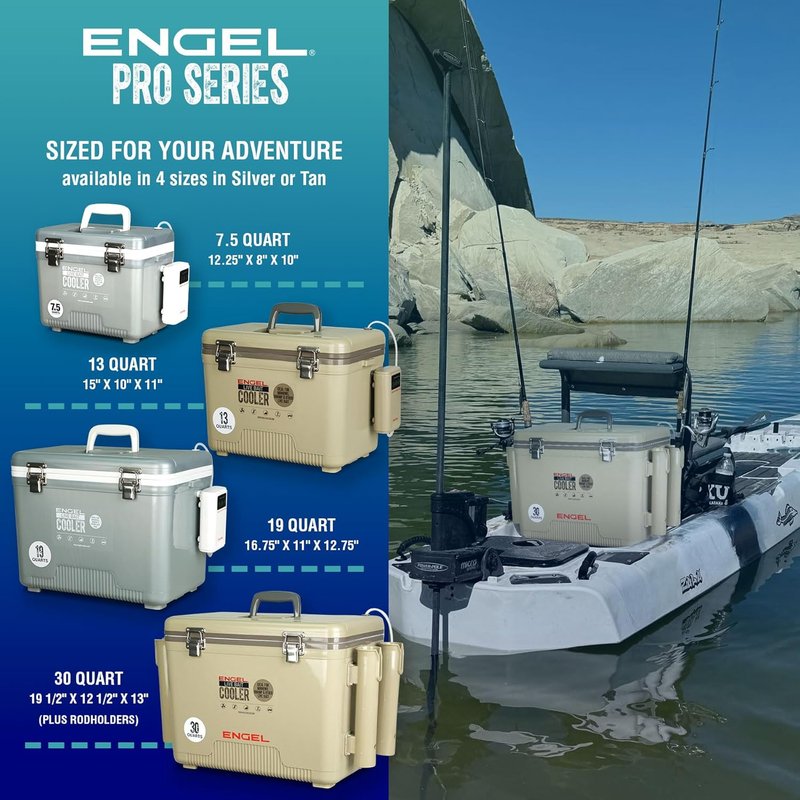 ENGEL Live Bait Cooler - Portable Fishing Minnow Bucket with Rechargeable Aerator | 13 Quart Capacity