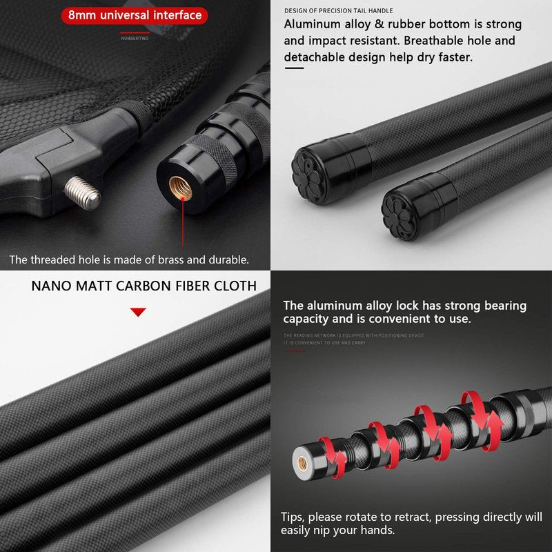 9ft/11.15ft Extra Long Fishing Net with Telescoping Handle, Carbon Fiber Extendable Landing Net, Dip Net for Fishing, Crab nets for Crabbing, Rubber Coated Netting, Holds up to 20lbs