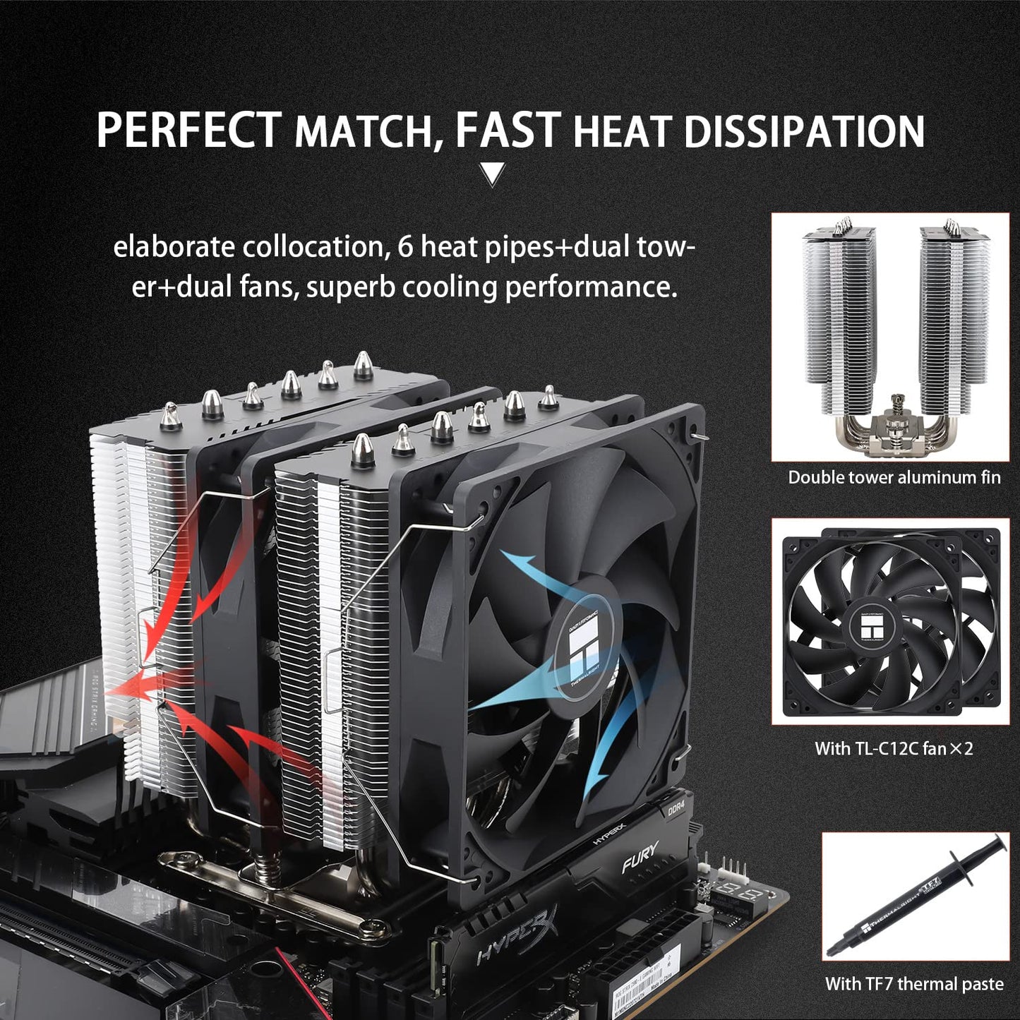 Thermalright Peerless Assassin 120 SE CPU Air Cooler,PA120 SE,6 Heat Pipes Cpu cooler,Dual 120mm TL-C12C PWM Fan,Aluminium Heatsink Cover,AGHP Technology,for AMD AM4/AM5 Intel 1851/1700/1150/1200
