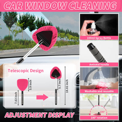 HORDALOR Pink Car Interior Detailing Kit, 16Pcs Car Cleaning Kit with High Power Handheld Vacuum, Detailing Brush Set, Cleaning Gel, Windshield Cleaning Tool, Complete Car Cleaning Supplies for Women