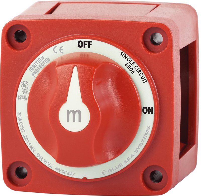 Blue Sea Systems On/Off Battery Isolator Switch with Locking Key, Red, 6006 m‑Series (Pack of 5)