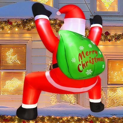 Yinhua 6 FT Christmas Inflatables Climbing Santa Claus Inflatable Outdoor Decoration, Hanging Christmas Blow Up Yard Decorations with Built-in LED Lights for Window Wall Roof Decor Holiday Party