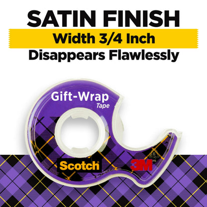 Scotch Gift Wrap Tape, Invisible, 3/4 in. x 600 in., 2 Tape Rolls with Dispensers