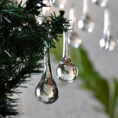 IndianShelf 20 Clear Glass Christmas Ornaments for Tree- Teardrop Ornaments- Chandelier Crystals Replacement Drops- Christmas Decorations- Icicles Raindrop Decorative Hanging Ornaments Centerpieces