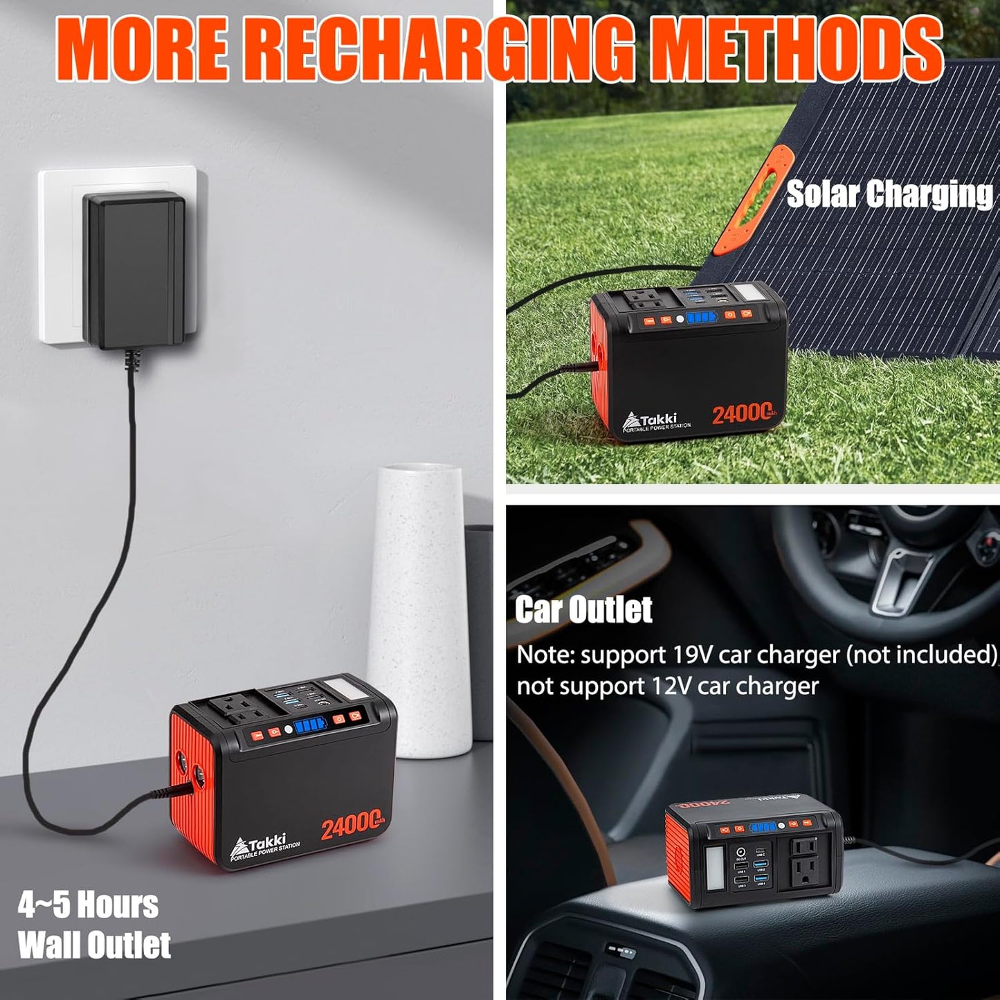 Takki 88.8Wh Portable Power Station Lithium Battery Solar Generator Power Bank with 110V AC Outlet Battery Backup for Camping Home Use Emergency(Solar Panel Optional)