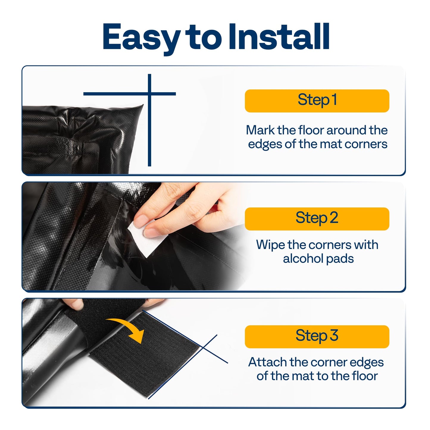 VIVOHOME Containment Mat (7'9" x 16') with Stay Put Corner, PVC Garage Floor Mats, Heavy Duty Garage Parking Mat with a Squeegee,Black