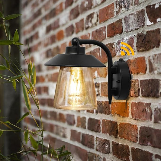 LUTEC Dusk to Dawn Outdoor Indoor Exterior Light Fixture, Farmhouse Barn Wall Sconce, Matte Black Finish Anti-Rust Wall Mount Light, Waterproof Wall lamp with Clear Glass for Porch, Exterior, Patio