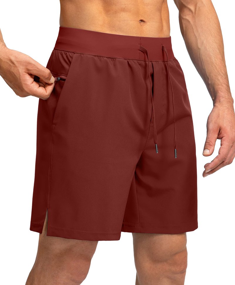 Soothfeel Men's Running Shorts with Zipper Pockets 7 Inch Lightweight Quick Dry Gym Athletic Workout Shorts for Men (Savannah, 3XL)