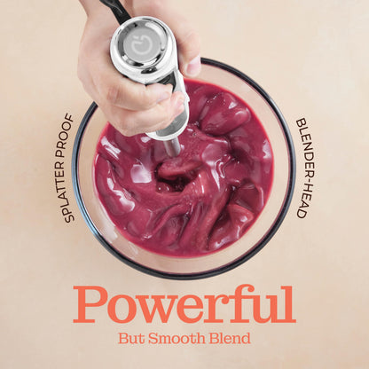 Powerful Immersion Blender, Electric Hand Blender 500 Watt with Turbo Mode, Detachable Base. Handheld Kitchen Gadget Blender Stick for Soup, Smoothie, Puree, Baby Food, 304 Stainless Steel Blades