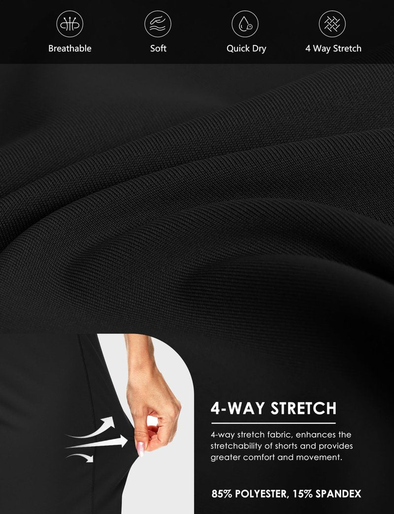 Blouty Women's 9" Bermuda Long Shorts with Pockets High Waisted Knee Length Shorts for Women Workout Athletic Casual (Black, X-Large)