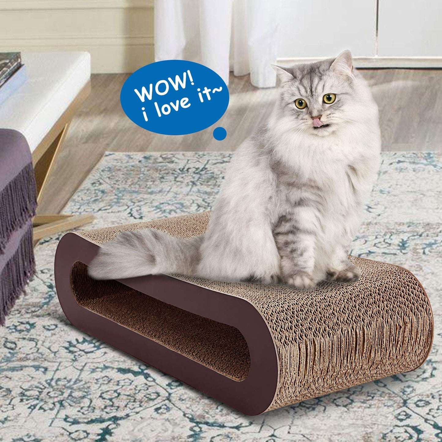 FluffyDream 2in1 Cat Scratcher Cardboard Lounge Bed, Cat Scratching Board, Durable Board Pads Prevents Furniture Damage