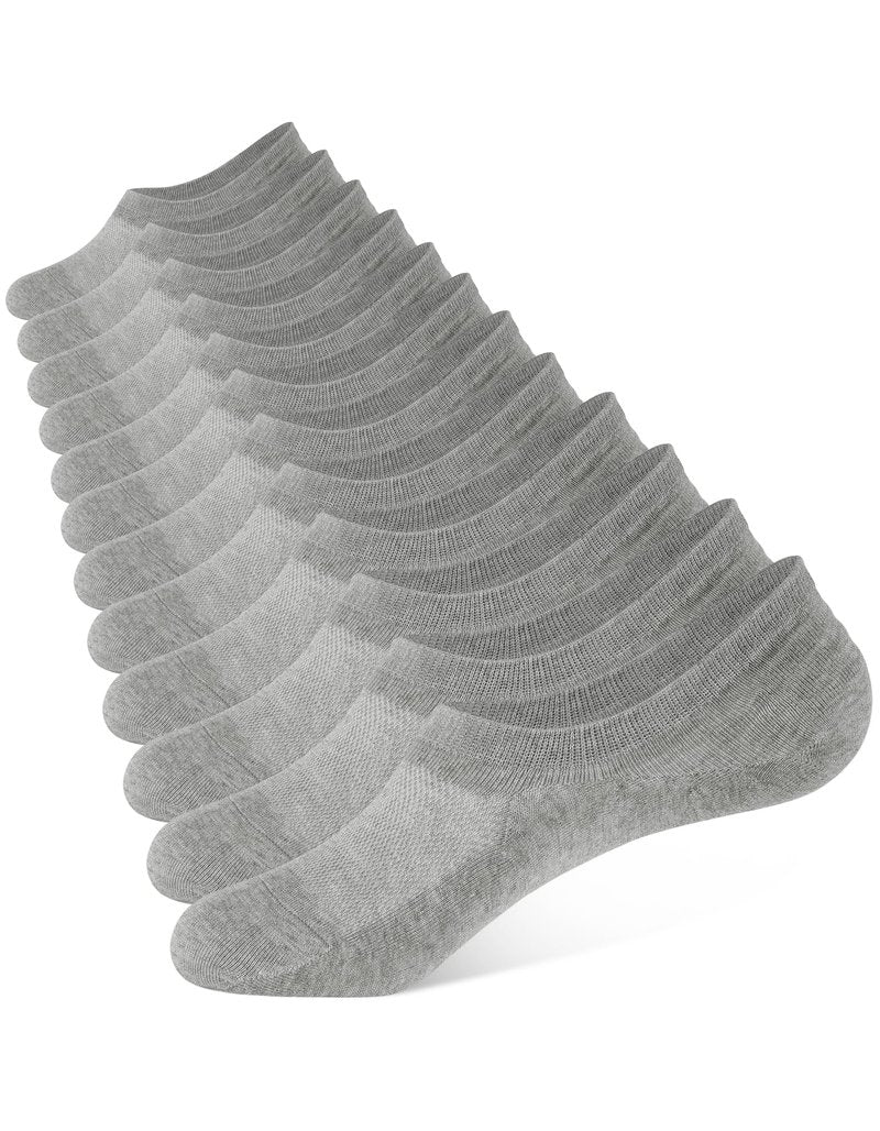 CLOSEMATE Mens No Show Socks Cotton Thin High Elasticity Low Cut Ankle Socks with Non Slip Grips 6 Pairs (6Grey, Size XL)