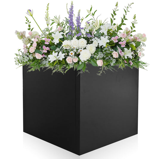 Fsehyue Metal Planter Box 16" x 16" x 16" Large Square Planter Heavy Duty Galvanized Steel Tall Plant Boxes with Insert Shelf and Drainage Holes for Outdoor Patio Yard Garden Porch Terrace