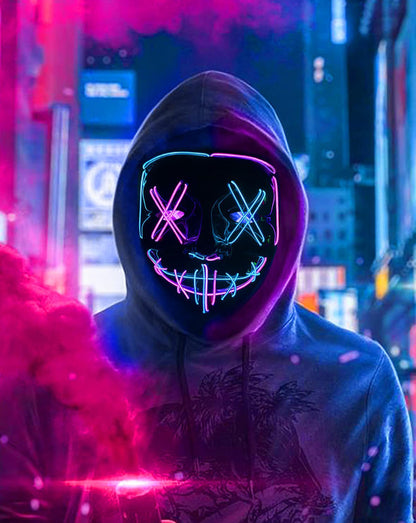 BOMLY Halloween Purge Light Up Scary Mask - LED EL Wire Mask for Festival Party Gifts