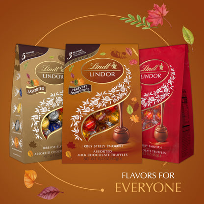 Lindt LINDOR Harvest Milk Assorted Chocolate Candy Truffles, Chocolates with Smooth, Melting Truffle Center, 15.2 oz. Bag