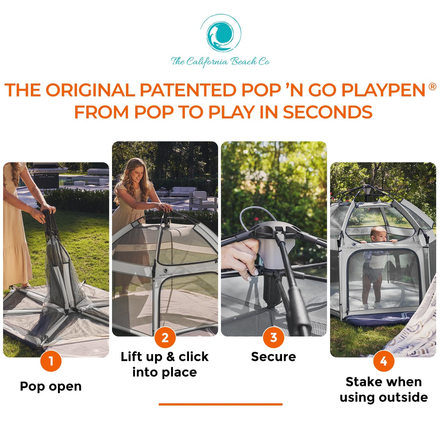 POP 'N GO PLAYPEN - Indoor & Outdoor Baby Playpen for Babies and Toddlers - Baby Beach Tent, Foldable, Portable W/Canopy, Travel Bag, & Mosquito Net - Pop Up Pack and Play Tent (Warm Ivory)