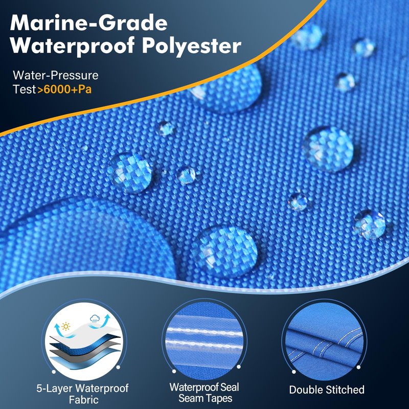 YimSting 1200D Waterproof Boat Cover - Fits 20' to 22' ft Bass, V-Hull, Tri-Hull, Fish & Ski, Runabout Bowrider Boats - Heavy Duty Canvas Blue