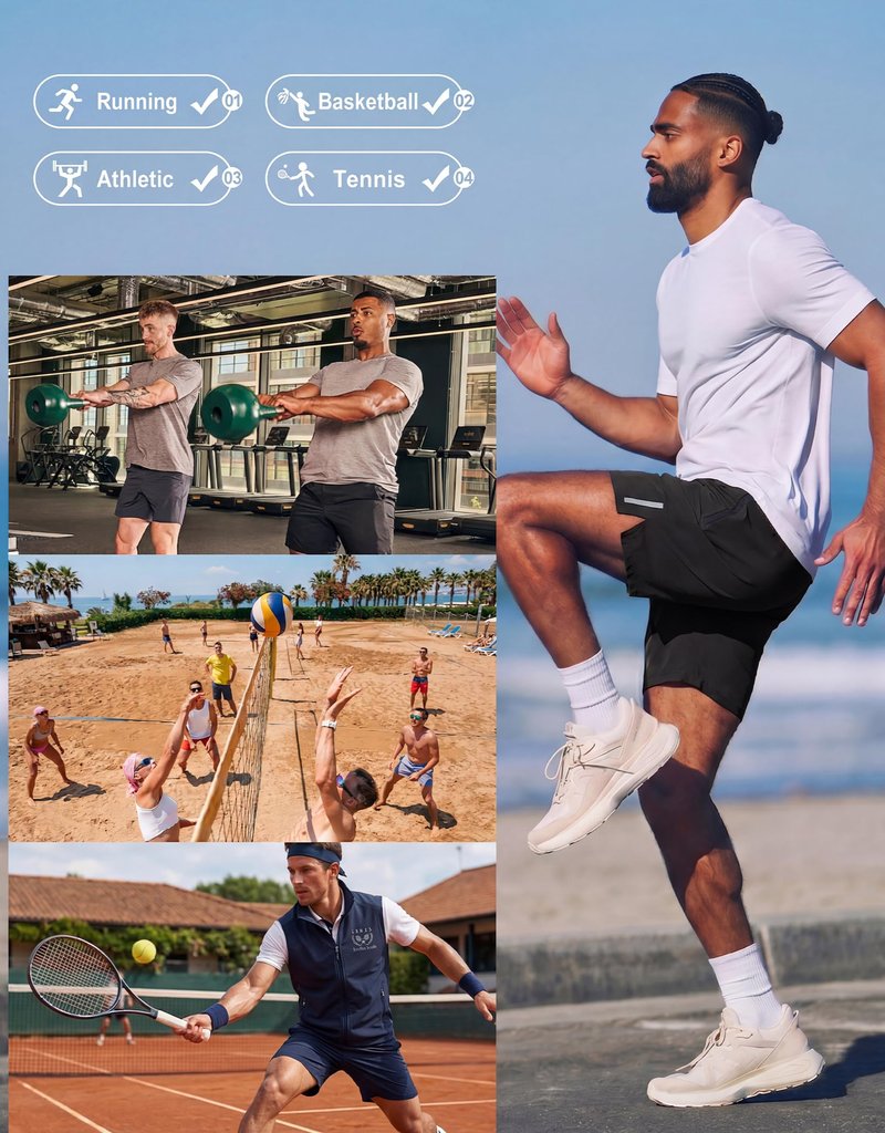 COOFANDY Mens Workout Athletic Shorts 7 inch Inseam Quick Dry Hiking Shorts Men Lightweight Sports Gym Shorts Running Stone