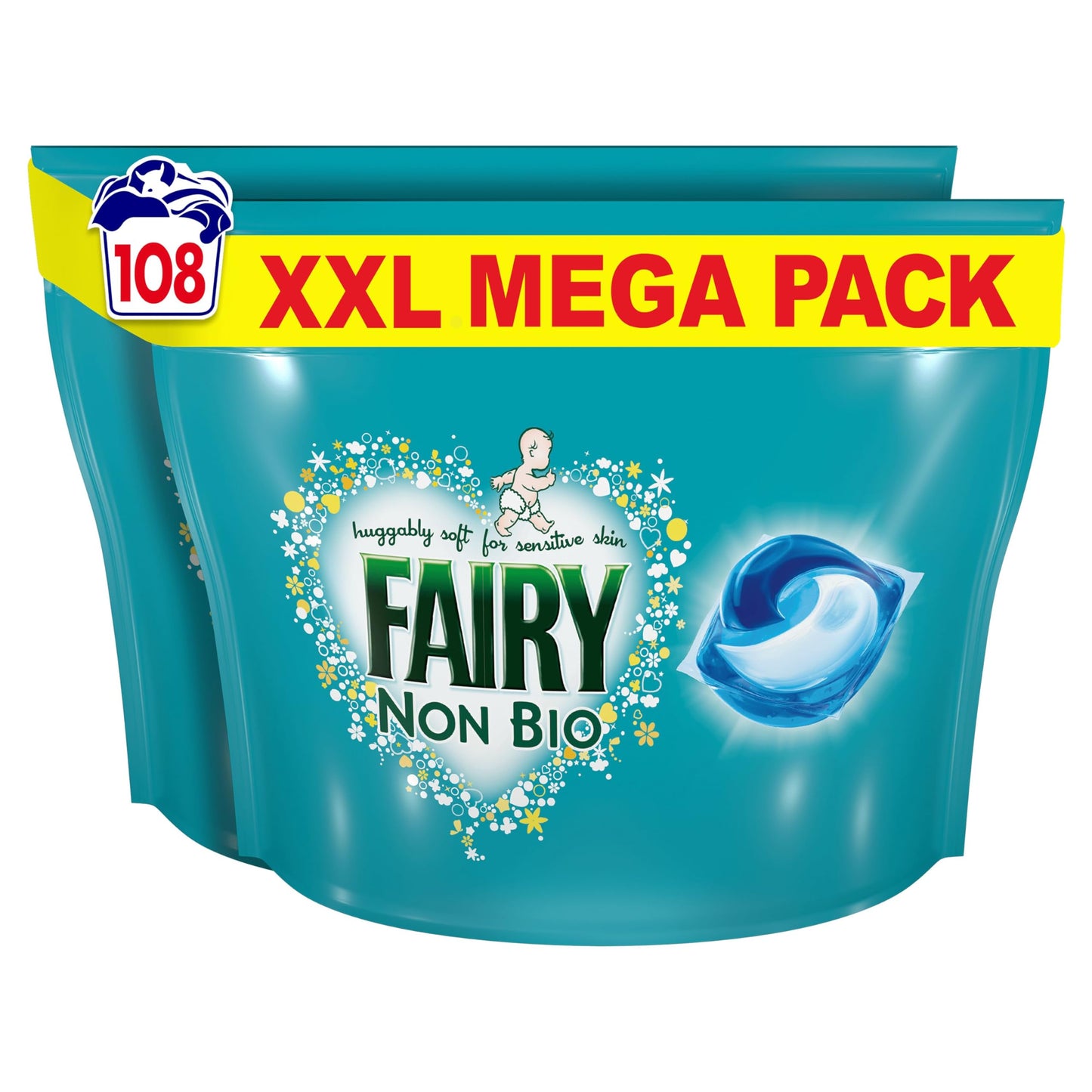 Fairy Non Bio PODS Washing Liquid Capsules, For Sensitive Skin, 108 Washes (54x2)