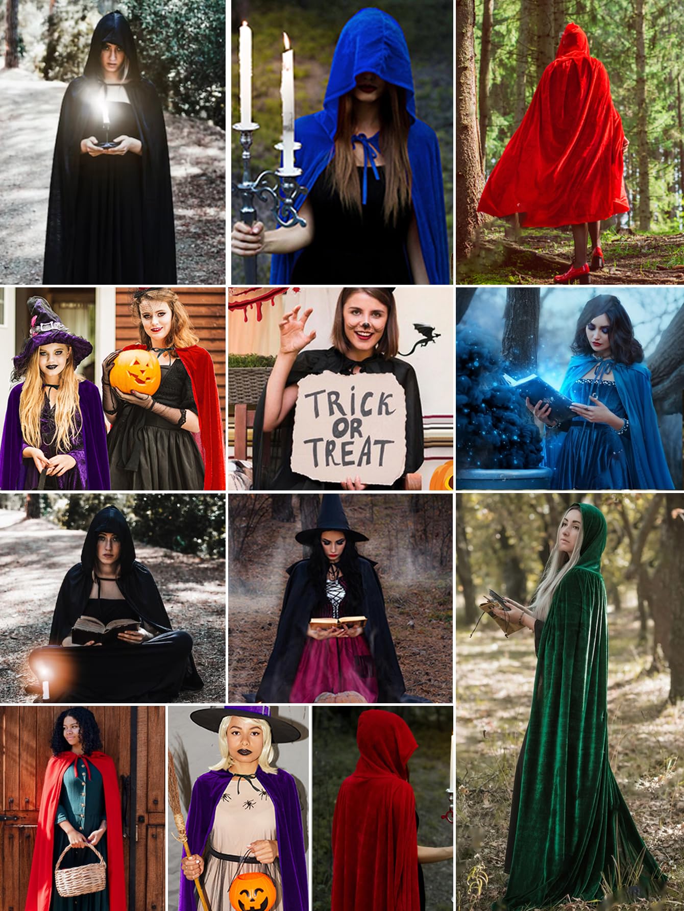 QUCH Hooded Cloak Unisex Cape Cloak with Hood for Men and Womens Witch Cloak Vampire Cape Halloween Christmas Costume Purple XL