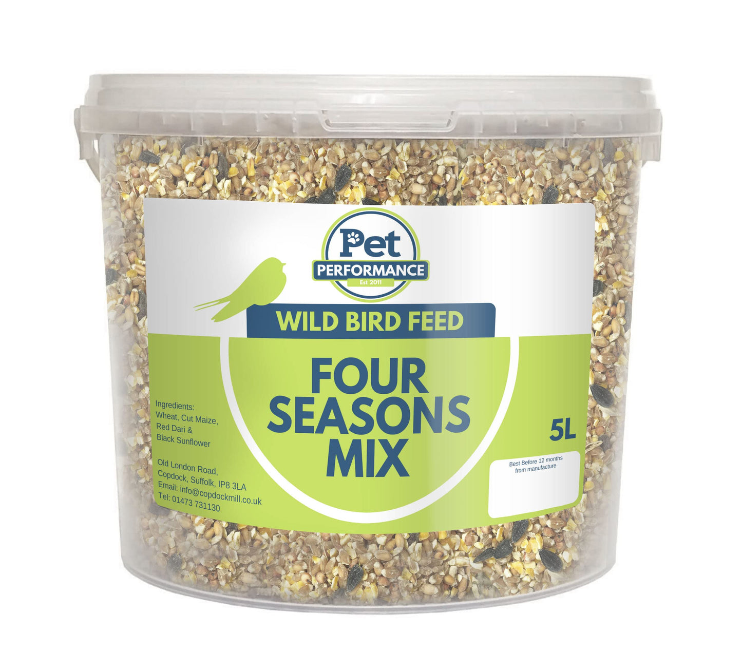 Copdock Mill Pet Performance Wild Bird Four Seasons Mix 5 Litre Tub – All Year-Round Wild Bird Seed – 100% Natural Ingredients – Suitable for All Wild Bird Species