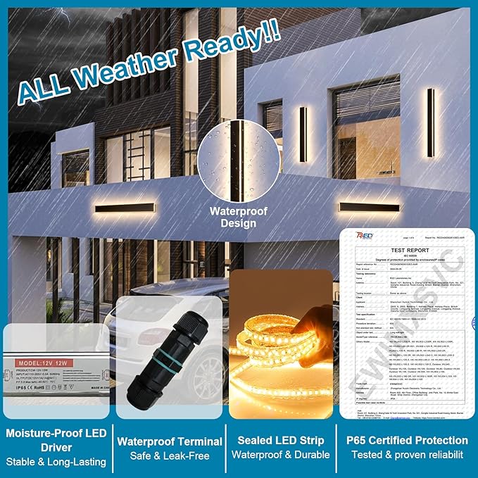 24inch Outdoor Wall Lights,Black Outdoor Sconce Lights,Waterproof Wall Mounted Porch Light, 3000K Modern Outside Lights for House, Garage, Exterior