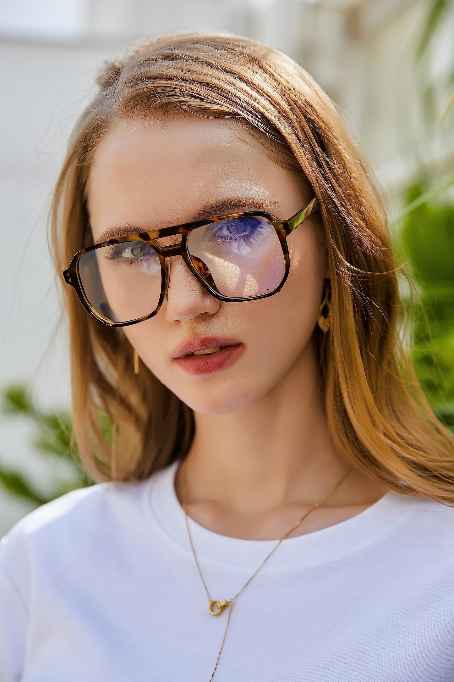 FEISEDY Blue Light Blocking Glasses Fake Nerd Clear Square Computer Lightweight Pilot Glasses Frame Oversized B2866